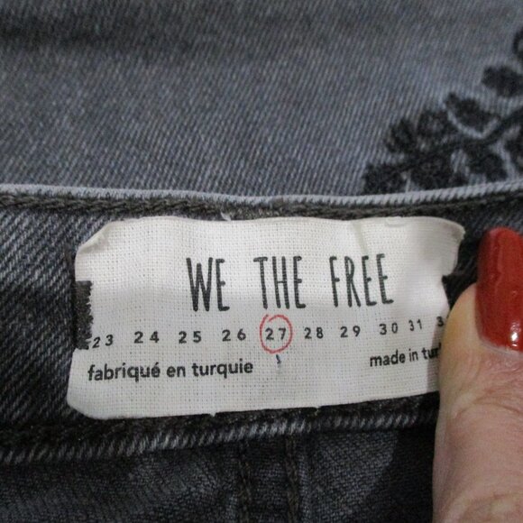 We the Free Free People Embroidered Leg Gray Wash Boho Jeans - Picture 7 of 7